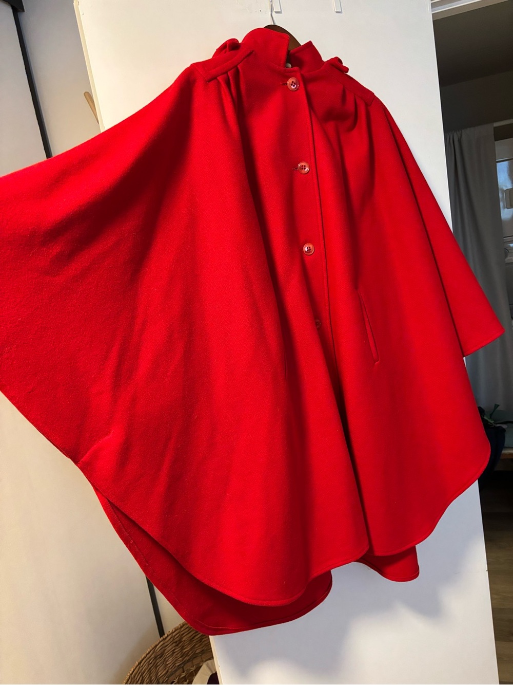 Vintage Herman Kay Hooded Wool Cape handmaids Tale Little Red Riding Hood!